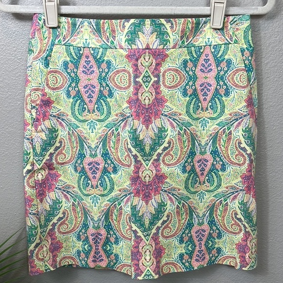 Ann Taylor Madison Skirt 0P Petite Colorful Preppy - Picture 2 of 8